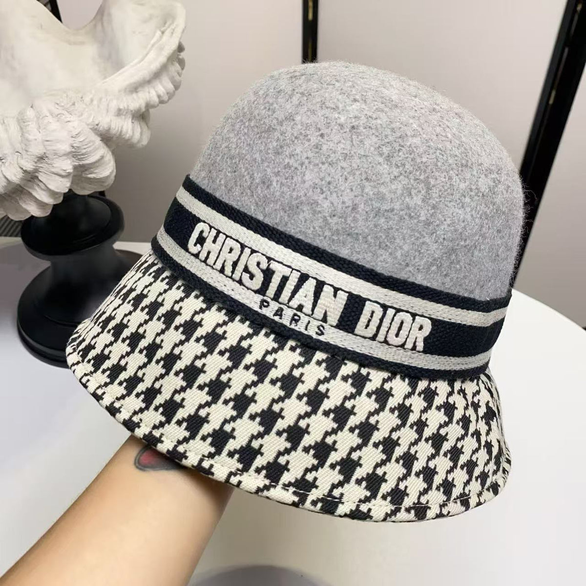 Dior Bucket Hat - Grey, Black, Beige