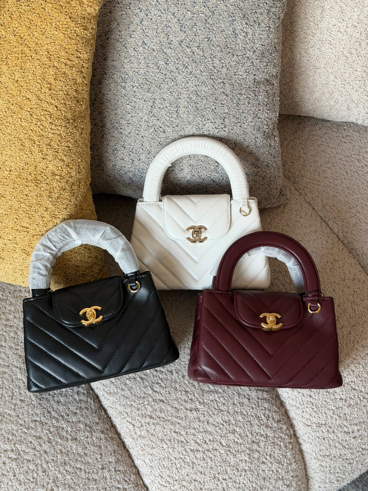 Chanel Handbag - Burgundy, White, Black