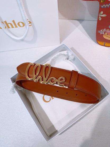 Chloé Script Logo Belt - Brown, Black