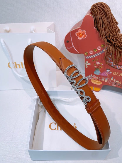 Chloé Script Logo Belt - Brown, Black