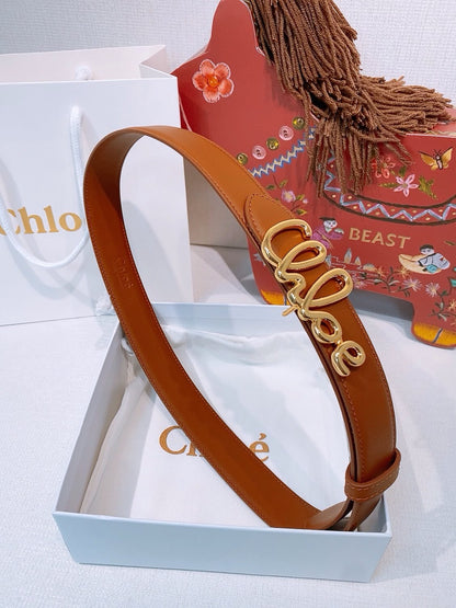Chloé Script Logo Belt - Brown, Black