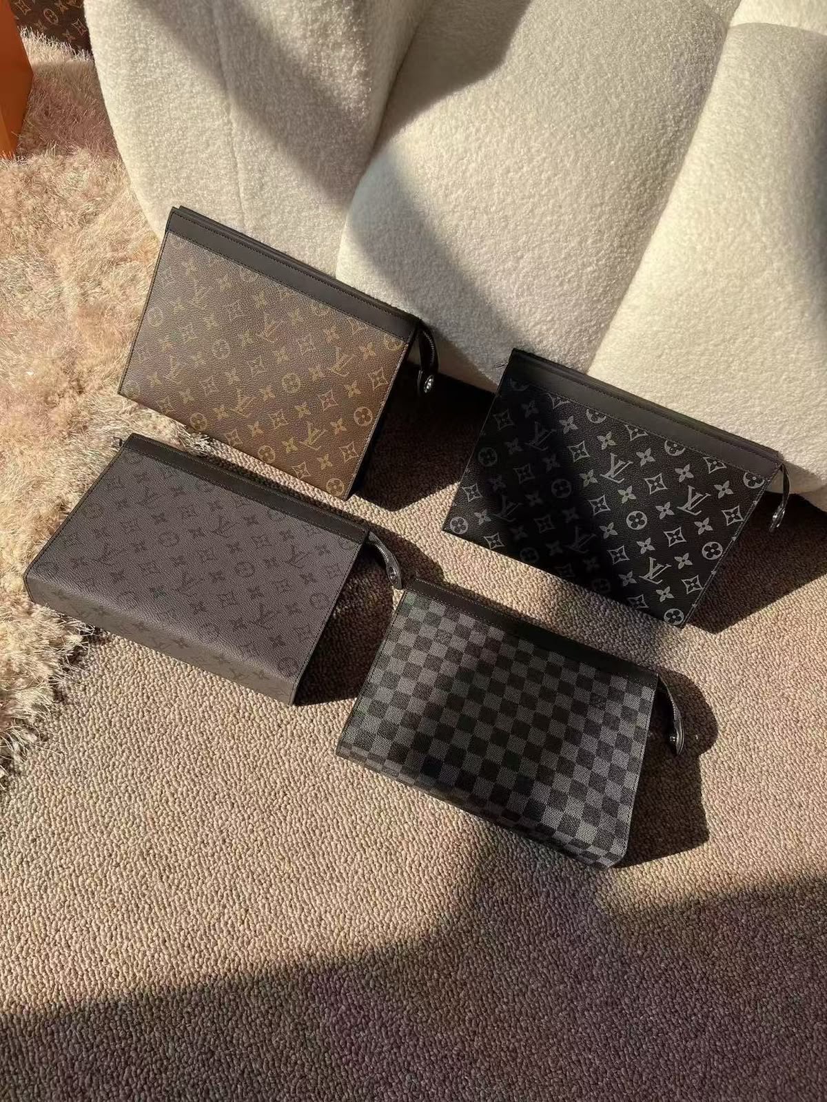 Louis Vuitton Clutch - Grey, Black Monogram, Grey Monogram, Brown Monogram