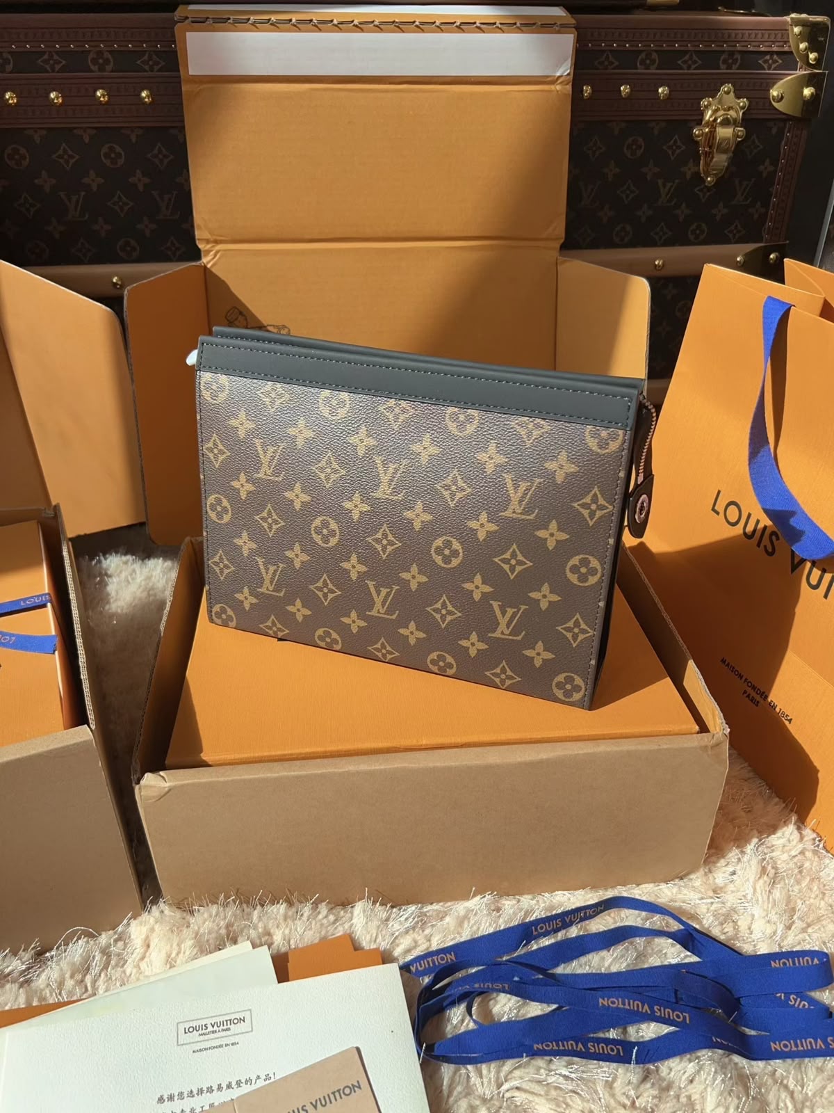 Louis Vuitton Clutch - Grey, Black Monogram, Grey Monogram, Brown Monogram