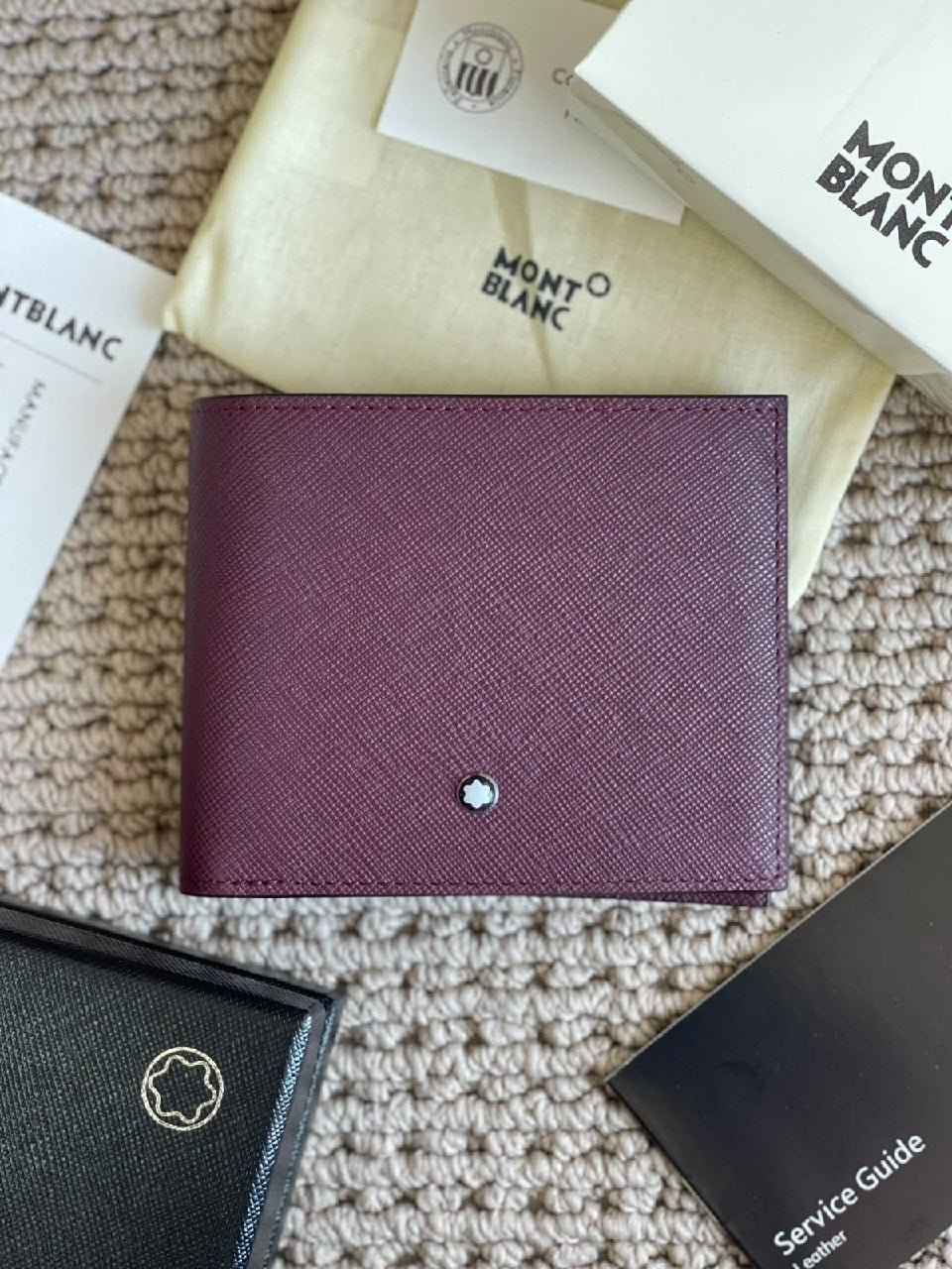 Montblanc Grid-Pattern Wallet - Burgundy