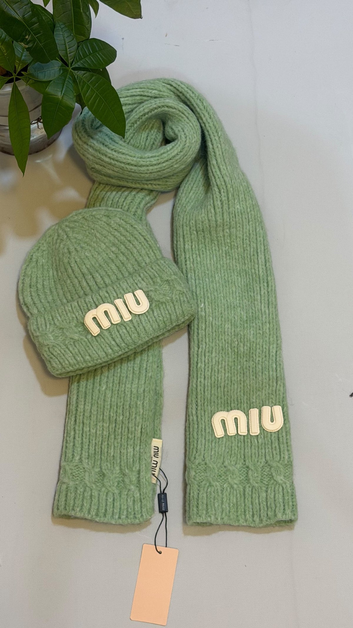 Miu Miu Scarf & Beanie - Green