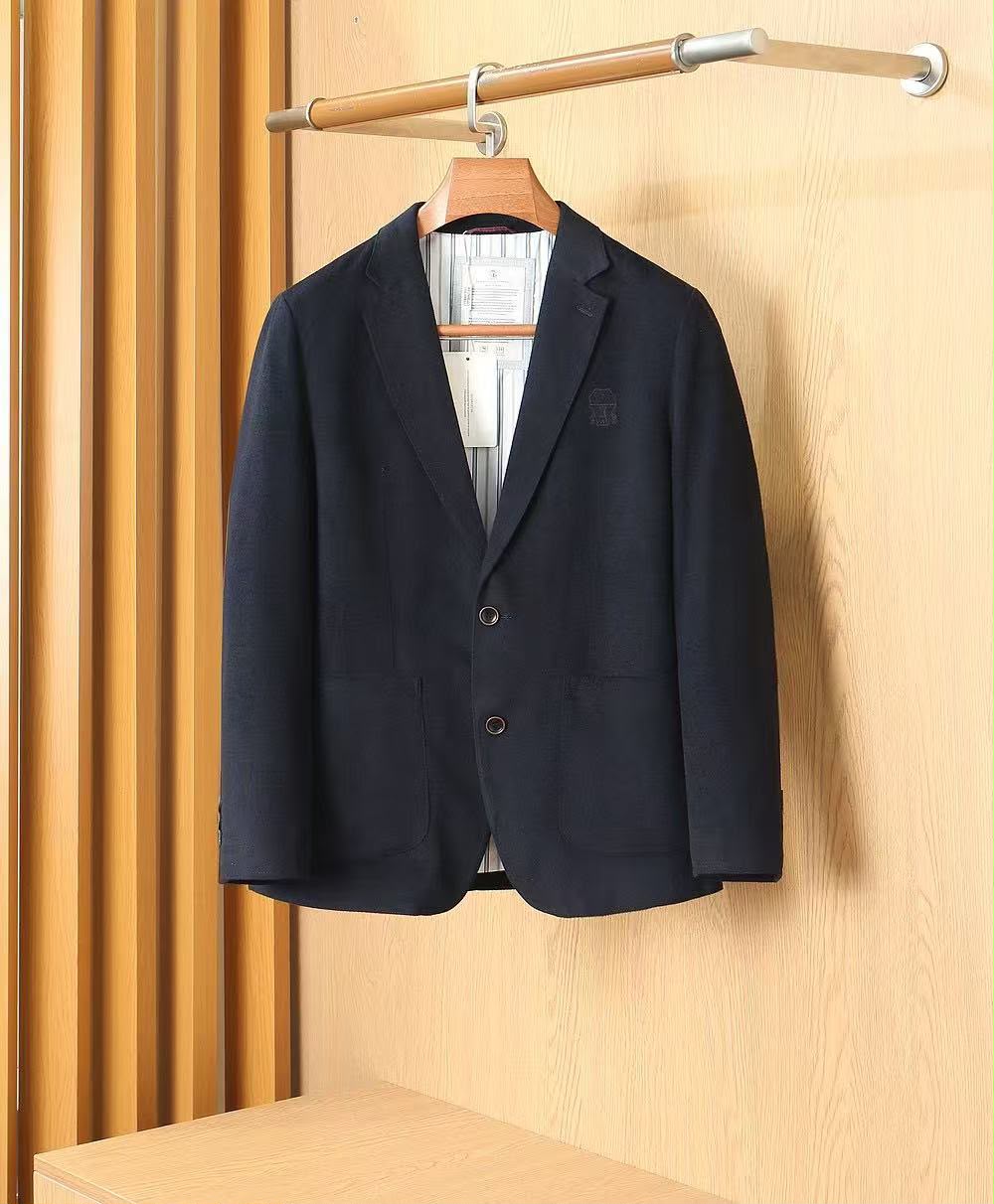 Brunello Cucinelli Notched-Lapel Jacket - Navy