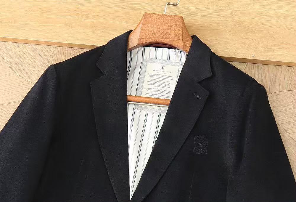Brunello Cucinelli Notched-Lapel Jacket - Navy