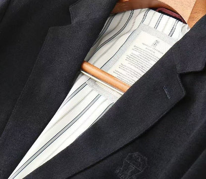 Brunello Cucinelli Notched-Lapel Jacket - Navy