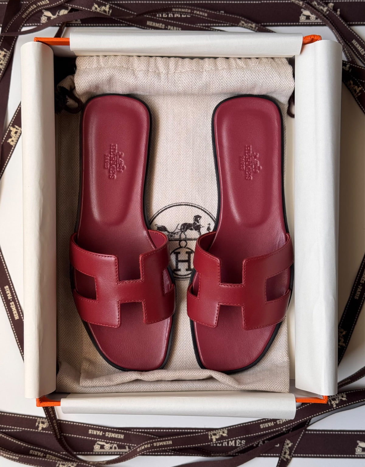 Hermès H-Strap Slippers - Burgundy