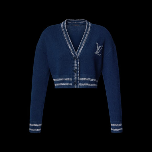 Louis Vuitton Pattern-Trim Cardigan - Navy