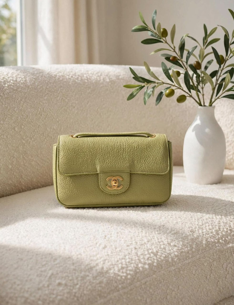 Chanel Pebbled Flap Handbag - Green
