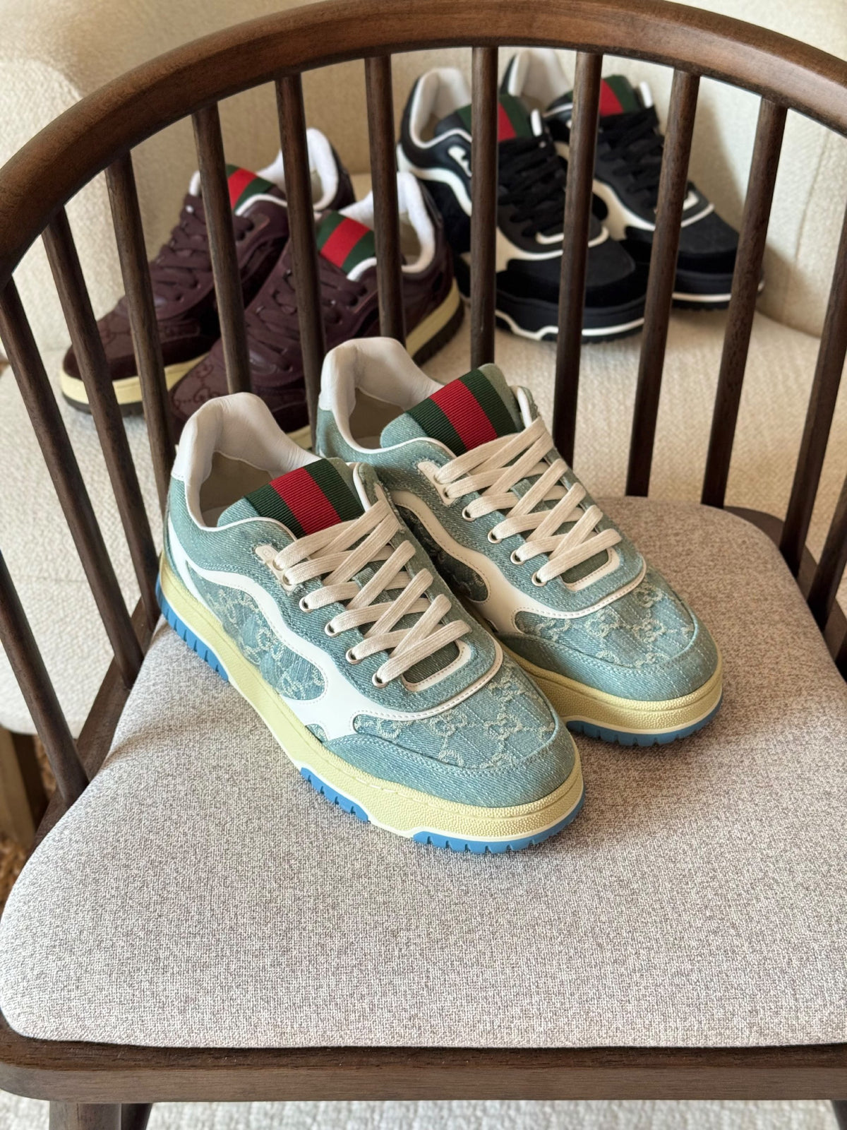 Gucci Re-Web Sneakers - Blue, Brown, Black
