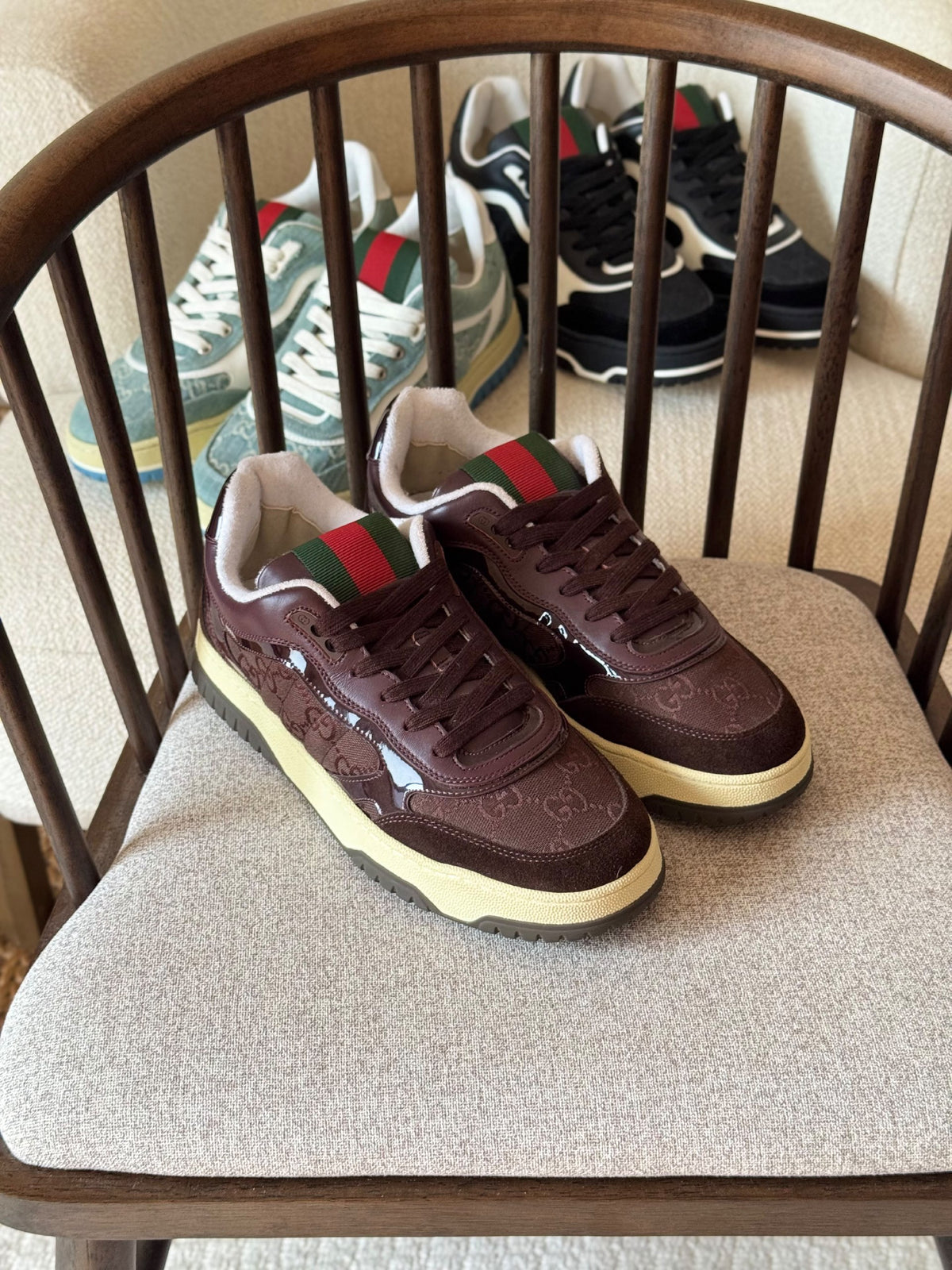 Gucci Re-Web Sneakers - Blue, Brown, Black