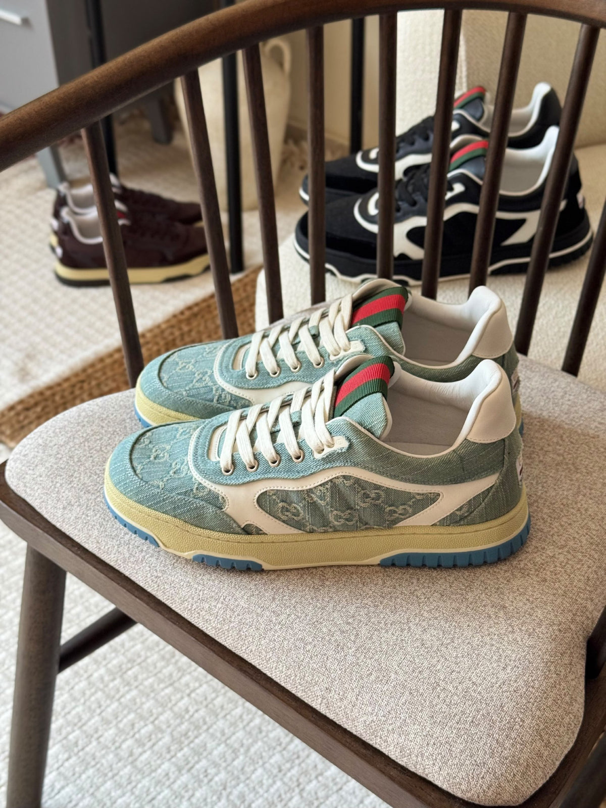 Gucci Re-Web Sneakers - Blue, Brown, Black