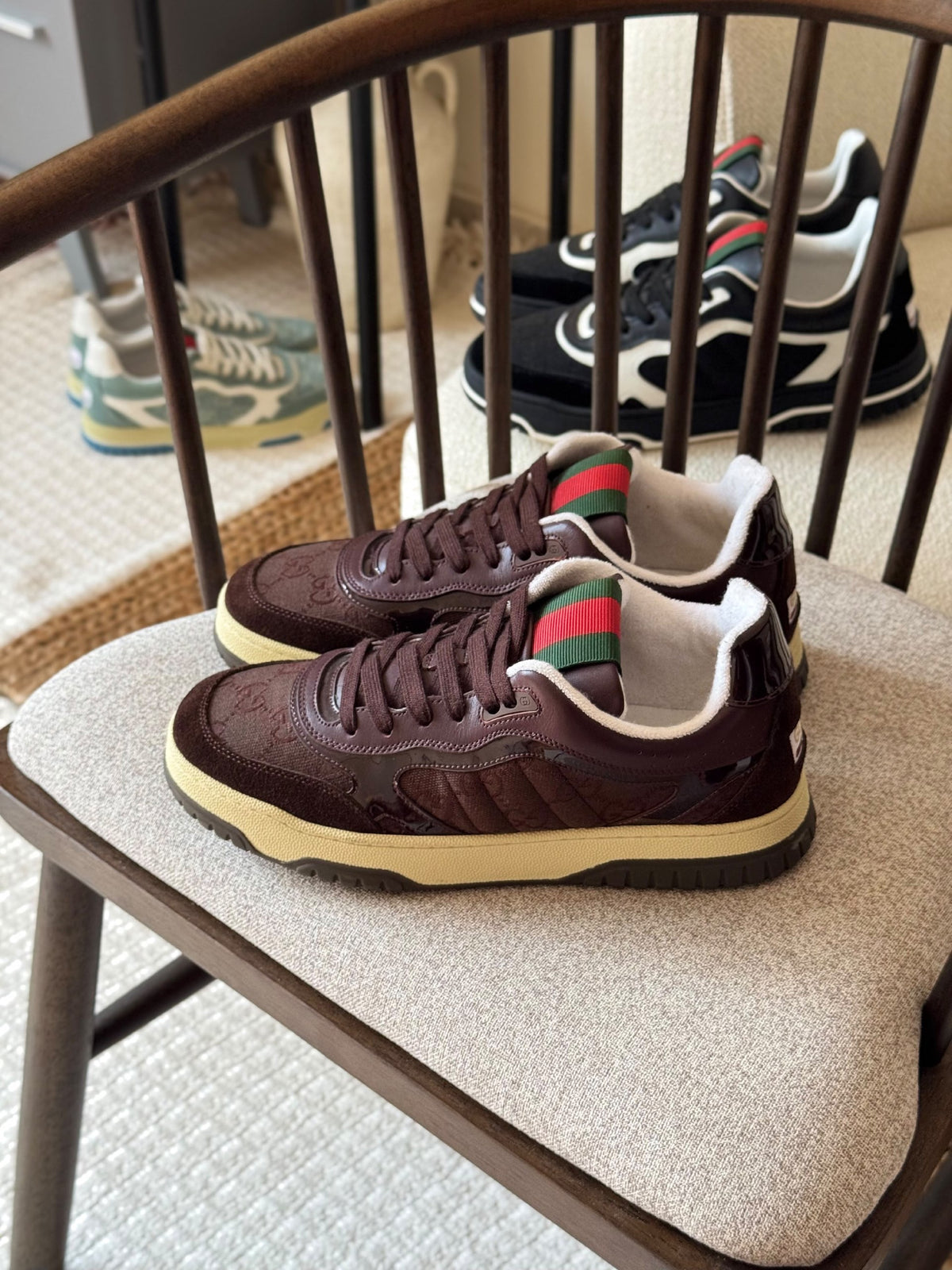 Gucci Re-Web Sneakers - Blue, Brown, Black