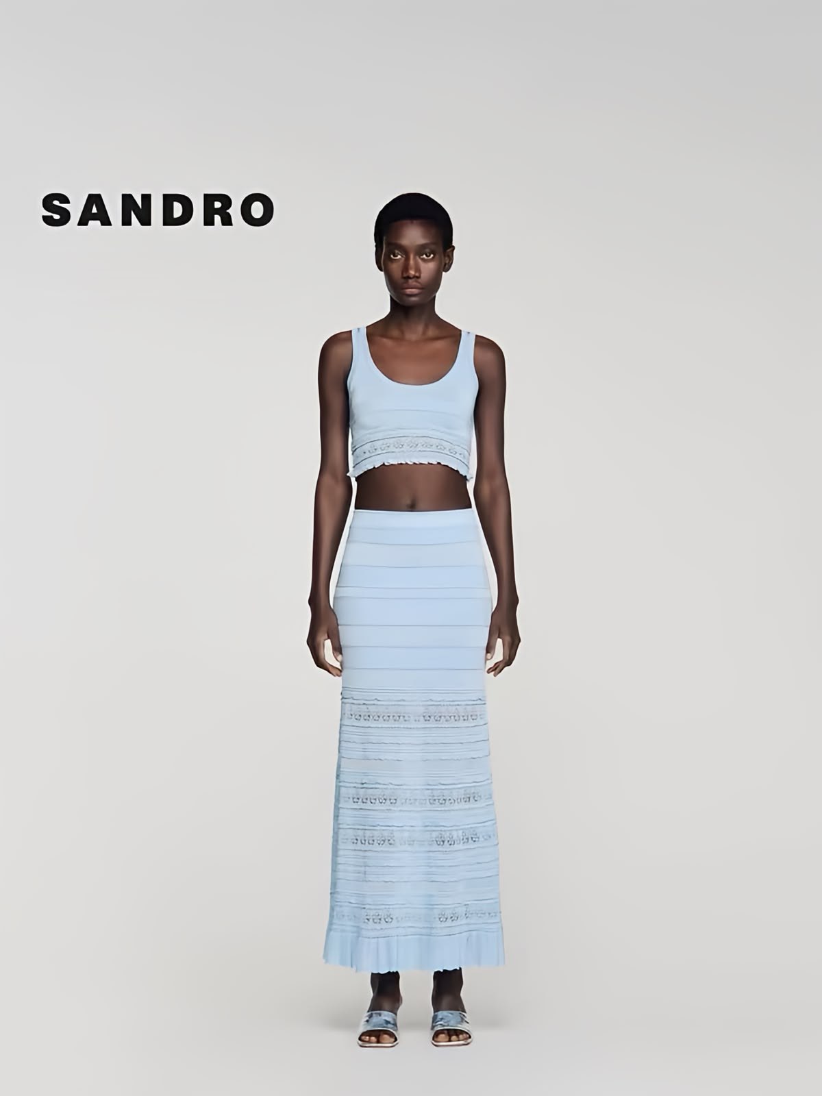 Sandro Lace-Panel Set - Light Blue