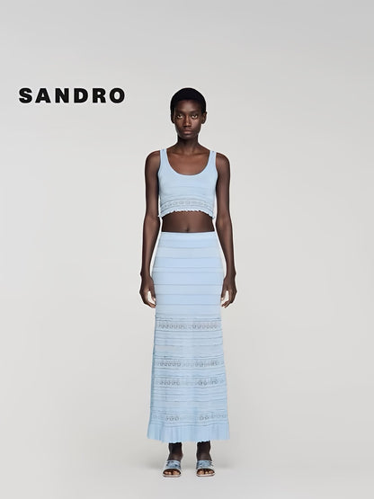 Sandro Lace-Panel Set - Light Blue
