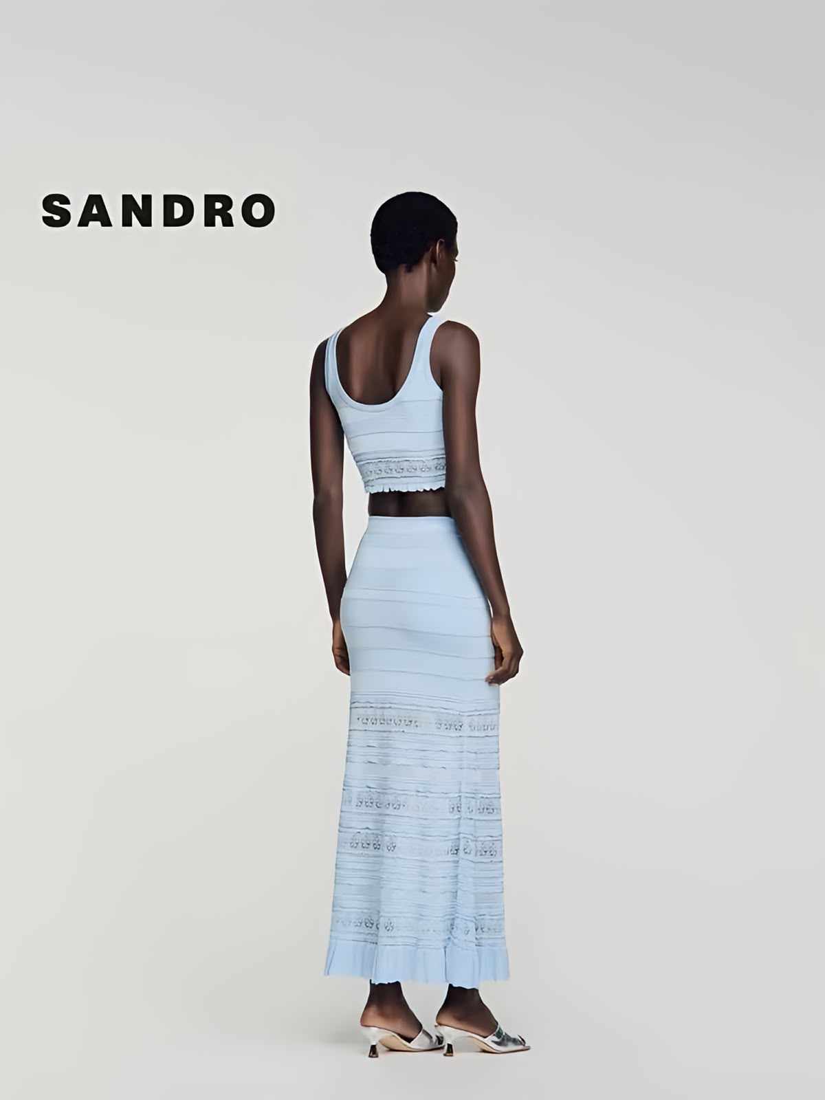 Sandro Lace-Panel Set - Light Blue
