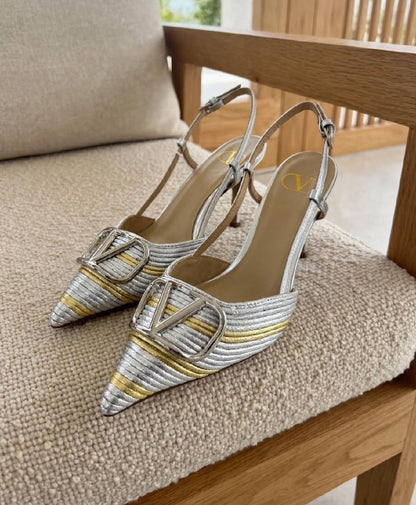 Valentino Heels - Silver & Gold