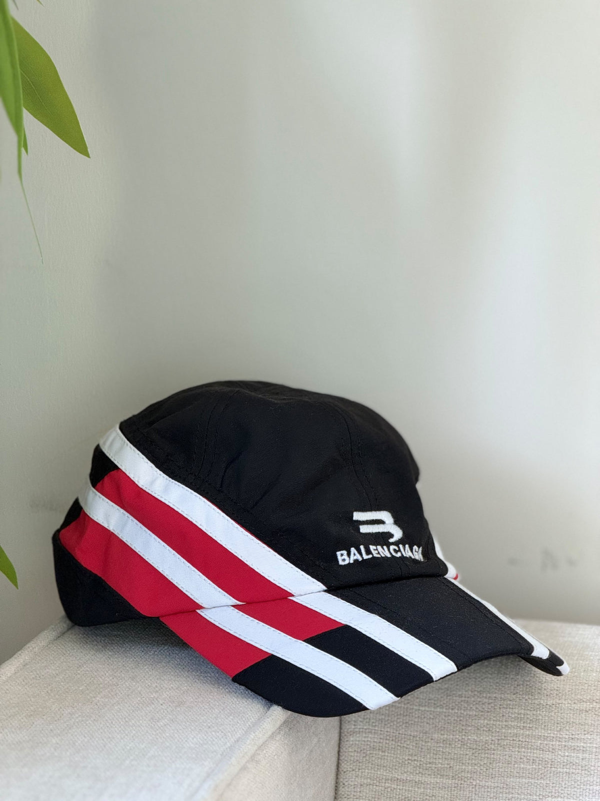 Balenciaga Stripe-Panel Cap - Black