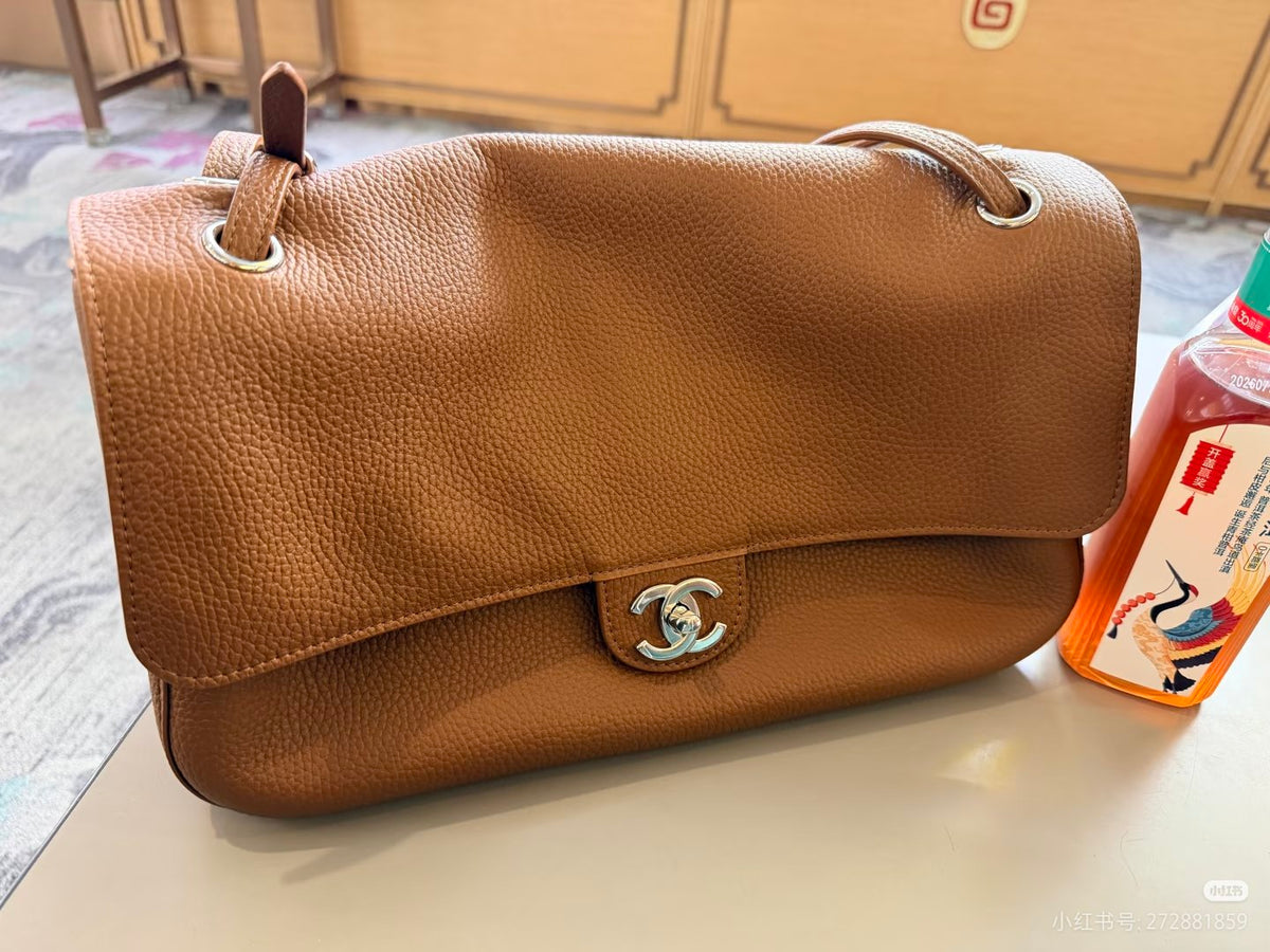 Chanel Grommet Flap Shoulder Bag - Brown