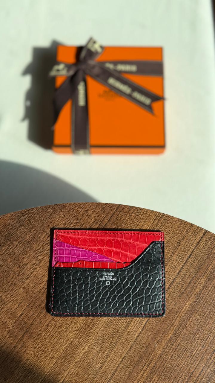 Hermès Card Holder - Black Embossed