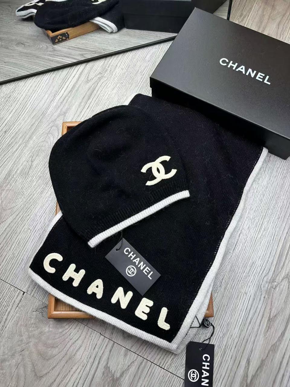 Chanel Scarf & Beanie - Black