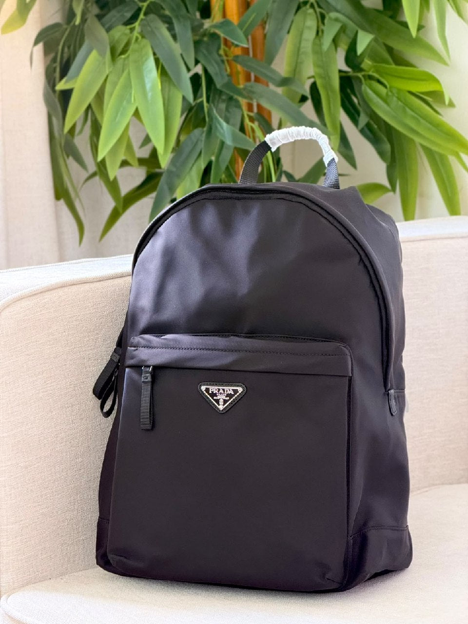 Prada Rounded Front-Pocket Backpack - Black
