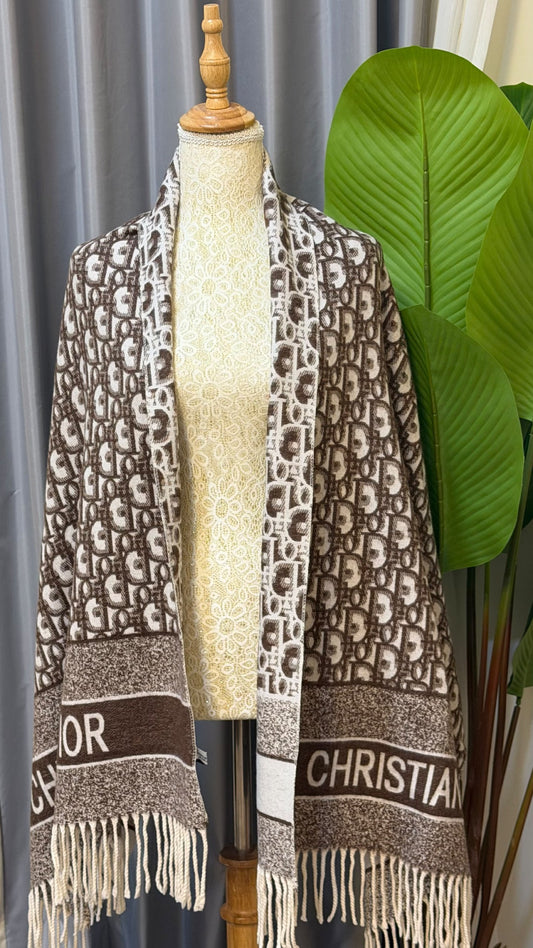 Dior Repeating Letter Scarf - Brown