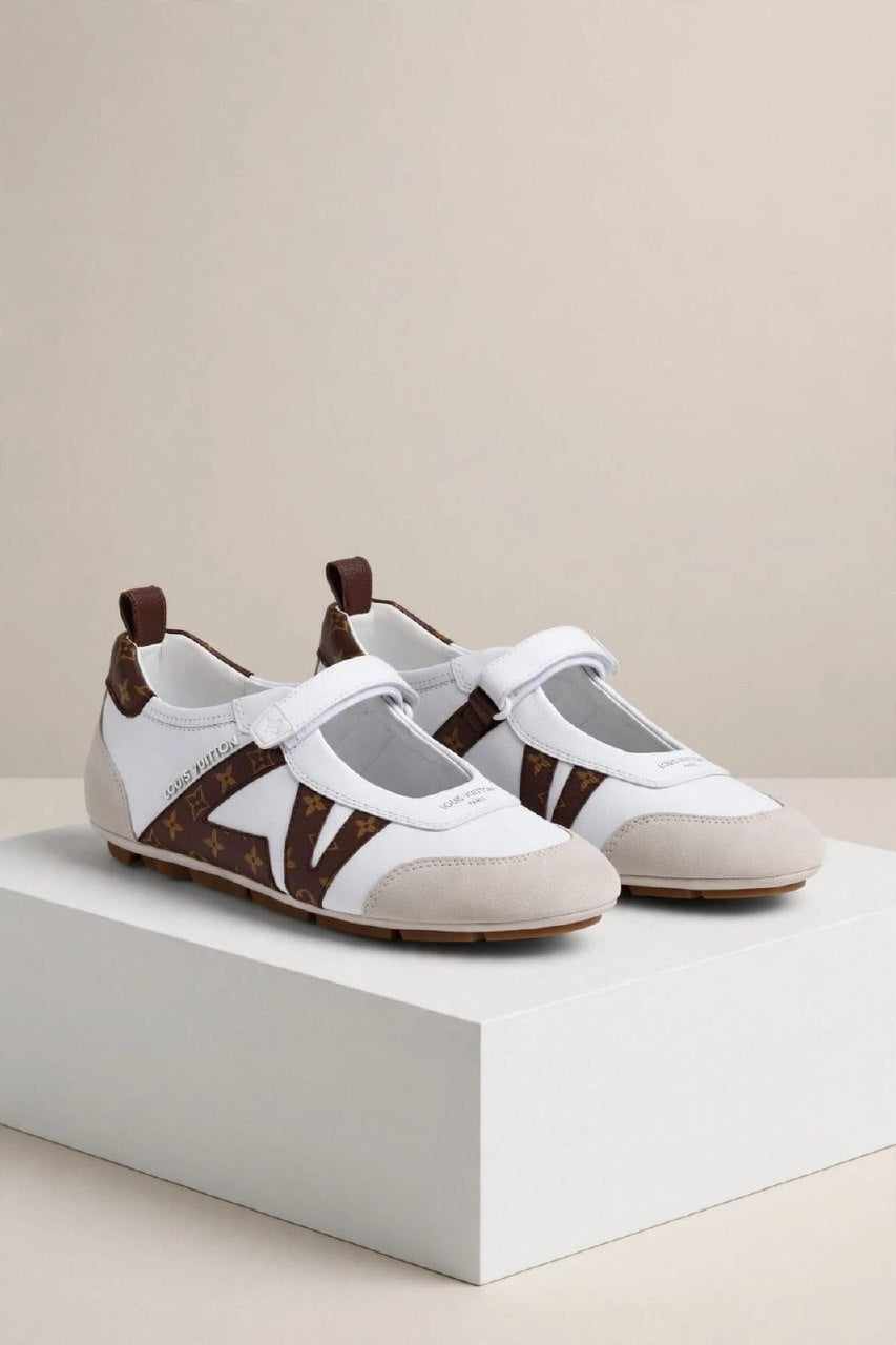 Louis Vuitton Strap Sneakers - White & Brown Monogram