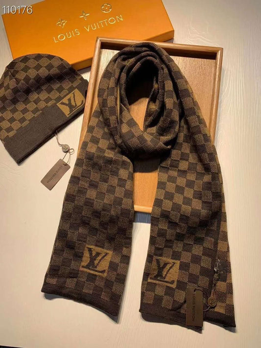 Louis Vuitton Scarf & Beanie Damier Check - Brown