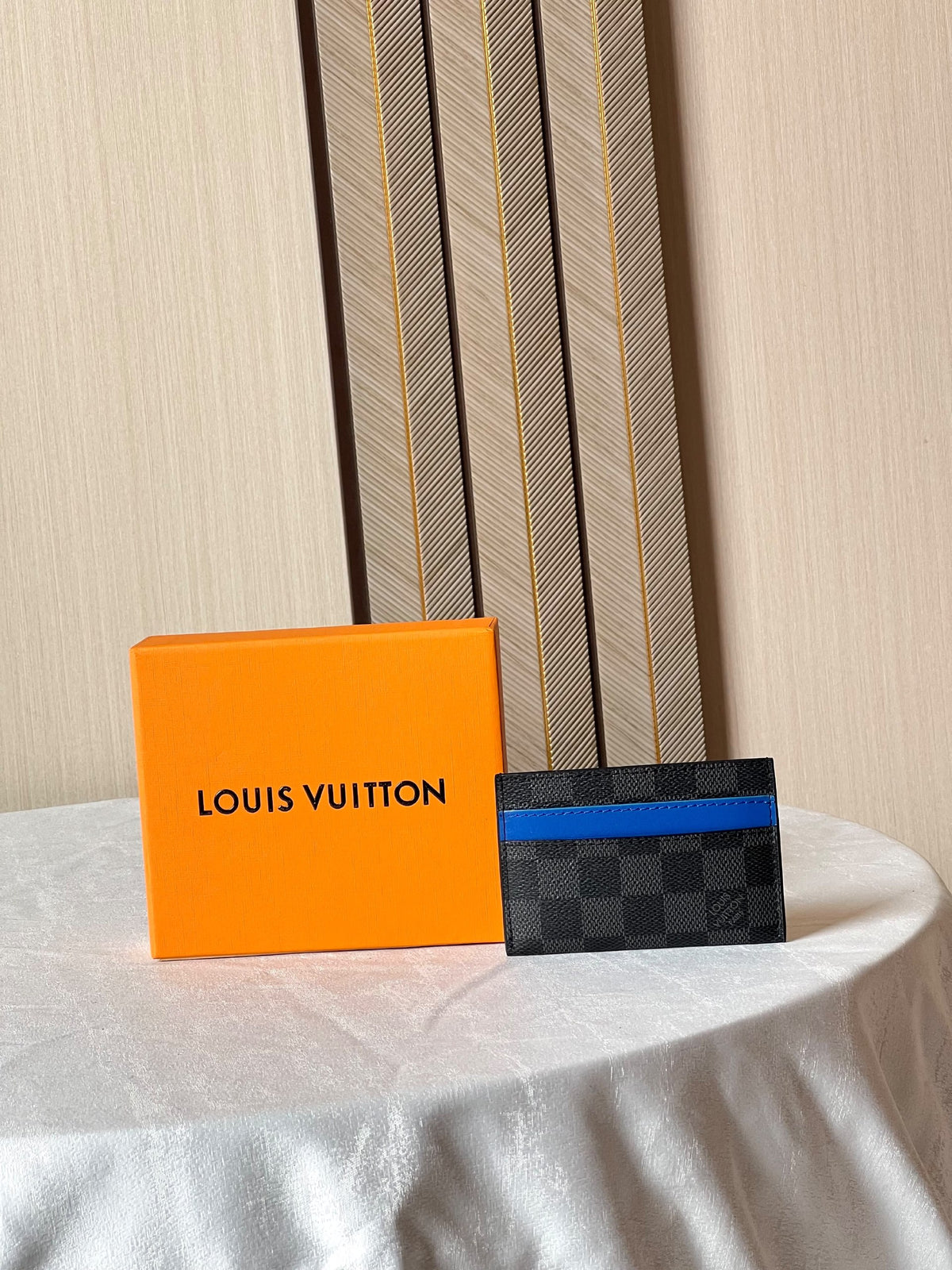 Louis Vuitton Check-Pattern Card Holder - Black