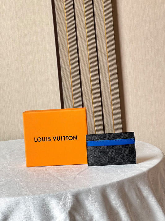 Louis Vuitton Check-Pattern Card Holder - Black