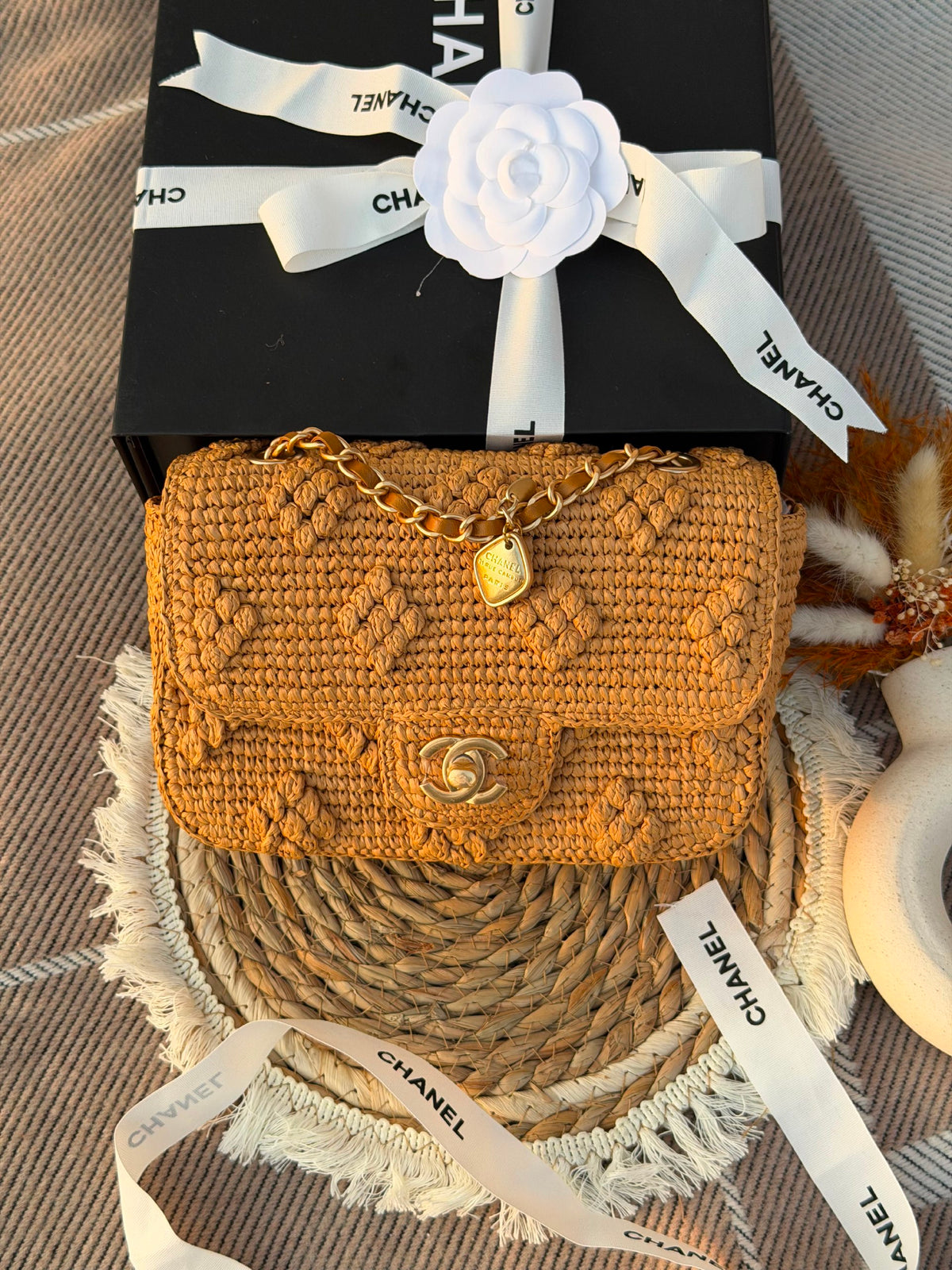 Chanel Chain-Front Shoulder Bag - Beige