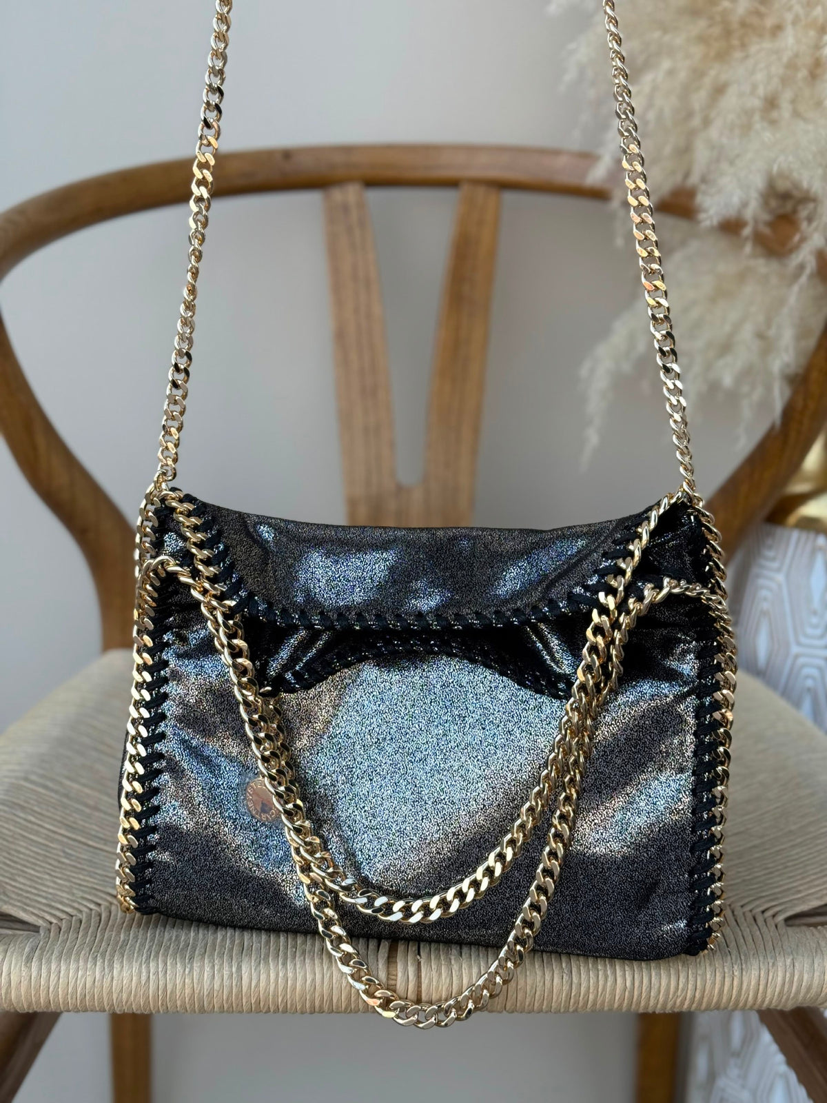Stella McCartney Foldover Shoulder Bag - Black