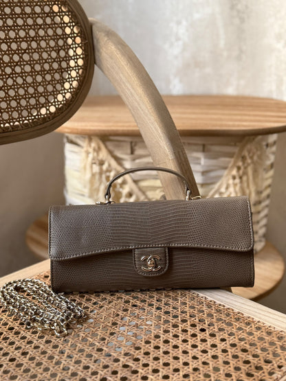 Chanel Structured Handbag - Grey Embossed