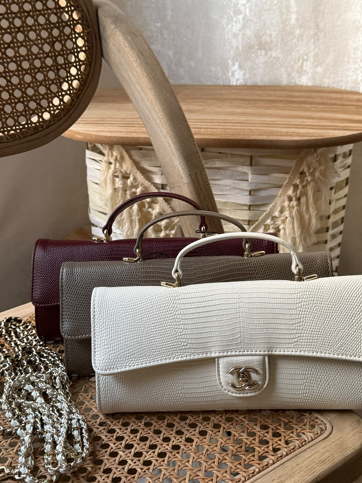 Chanel Structured Handbag - Grey Embossed
