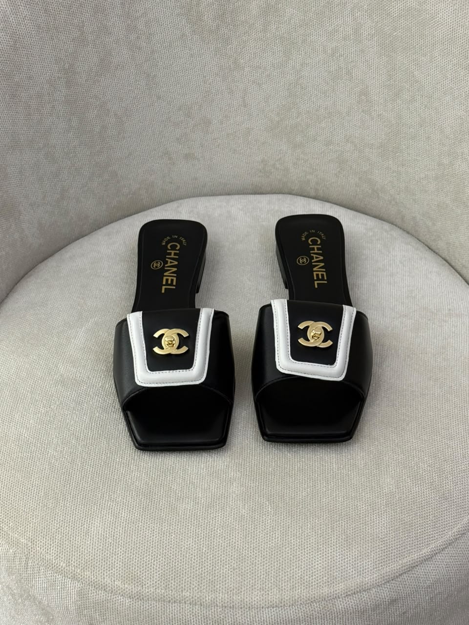 Chanel Square-Toe Heels - Black & White