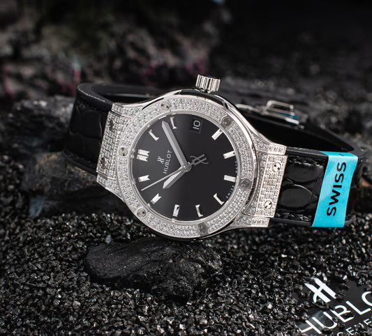 Hublot Watch Black Crocodile Strap - 