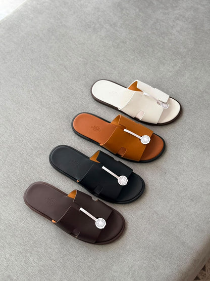 Hermès Slippers - Brown, White, Black