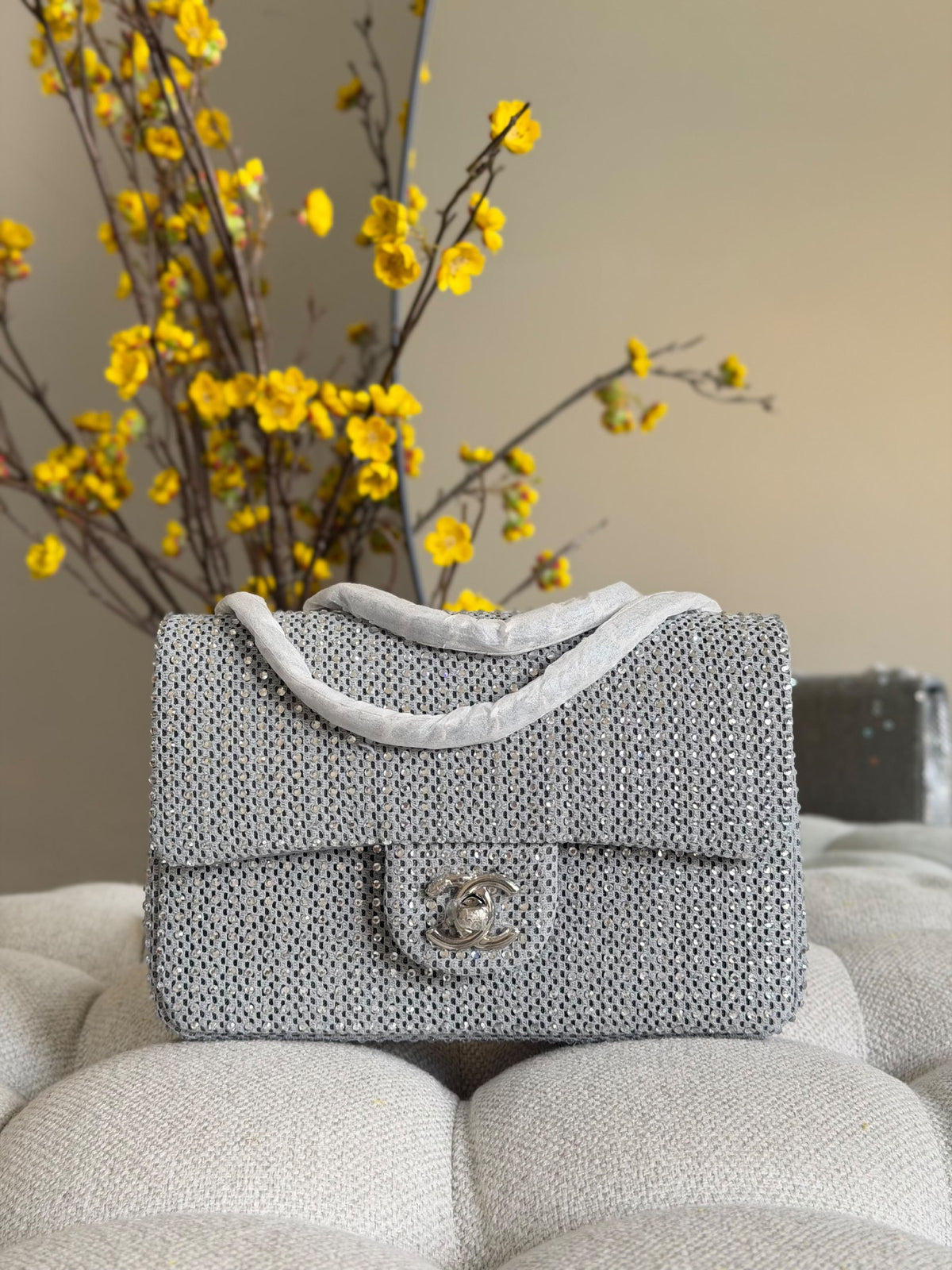 Chanel Studded Handbag - Silver