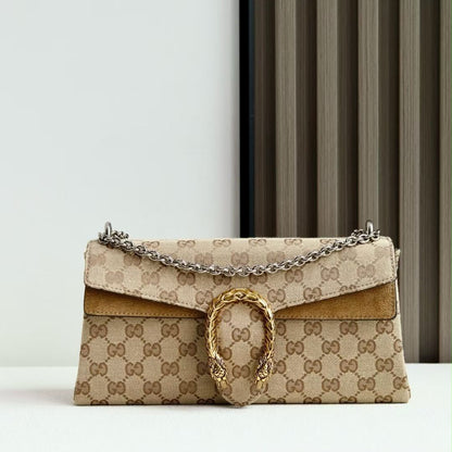 Gucci Horseshoe-Clasp Flap Shoulder Bag - Beige Monogram