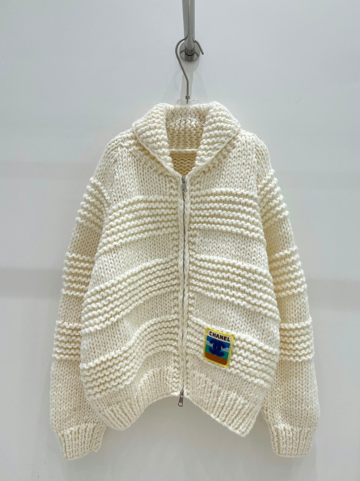 Chanel Chevron-Panel Jacket - White