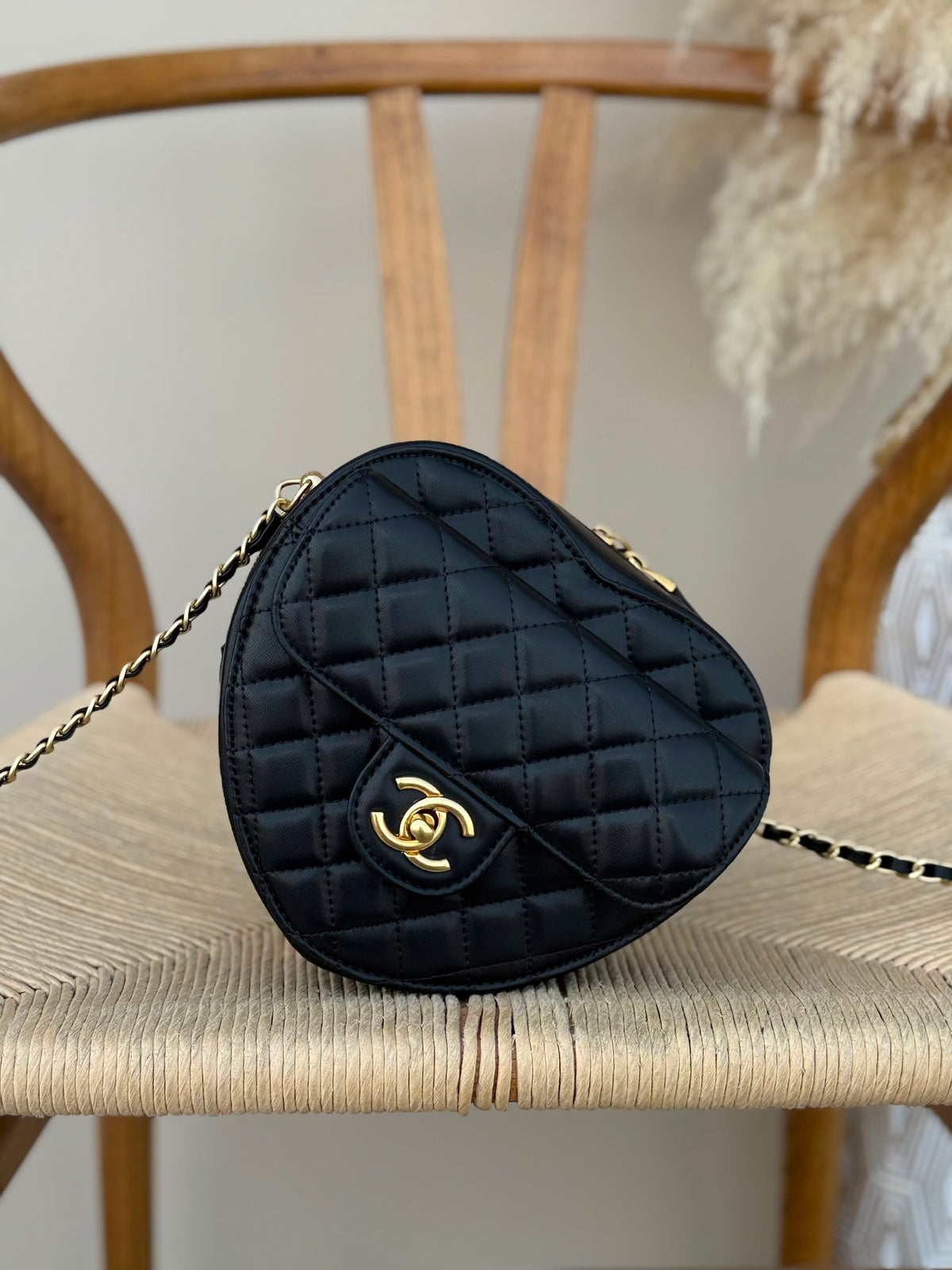 Chanel Heart Shoulder Bag - Black