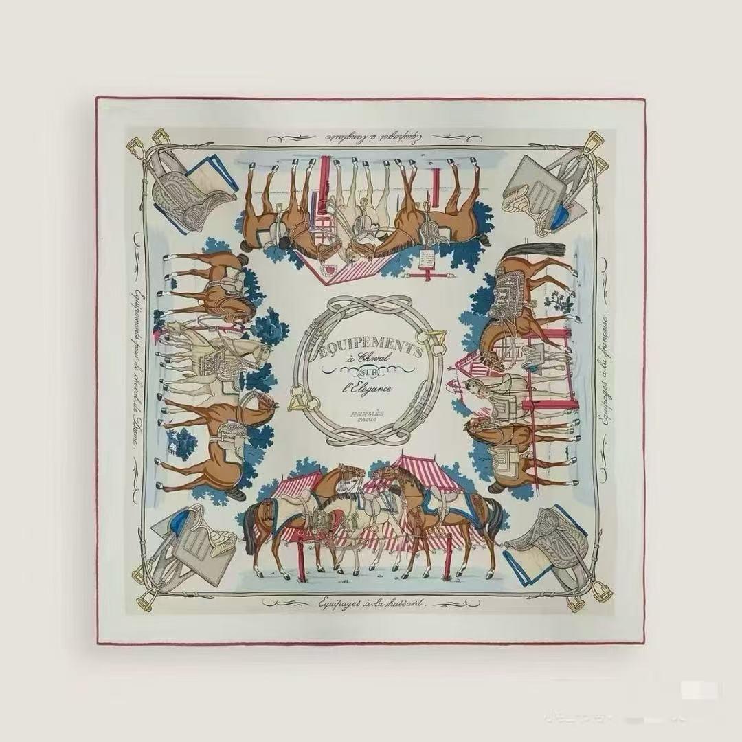 Hermès Horse Parade Scarf - White