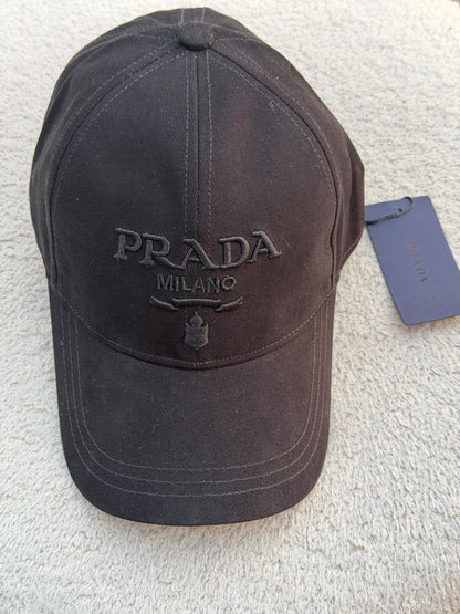 Prada Embroidered Logo Cap - Brown