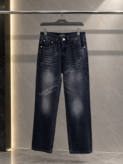 Balenciaga Logo Print Jeans Pants - Black