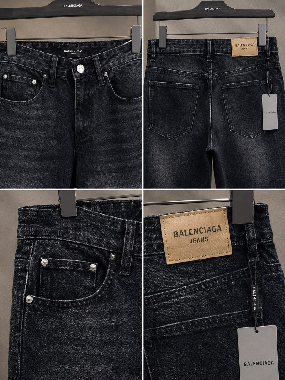 Balenciaga Logo Print Jeans Pants - Black