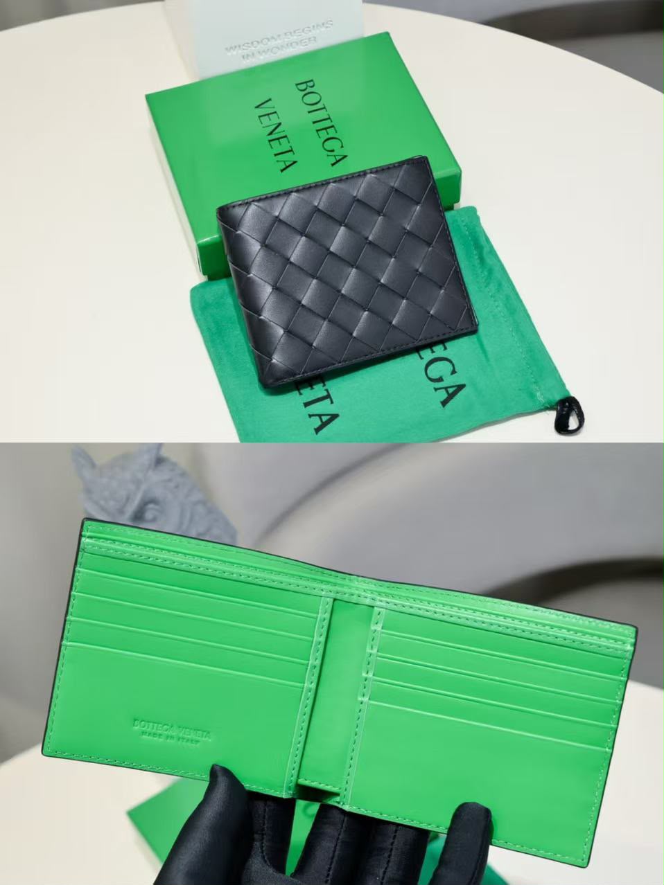Bottega Veneta Large-Weave Wallet - Black
