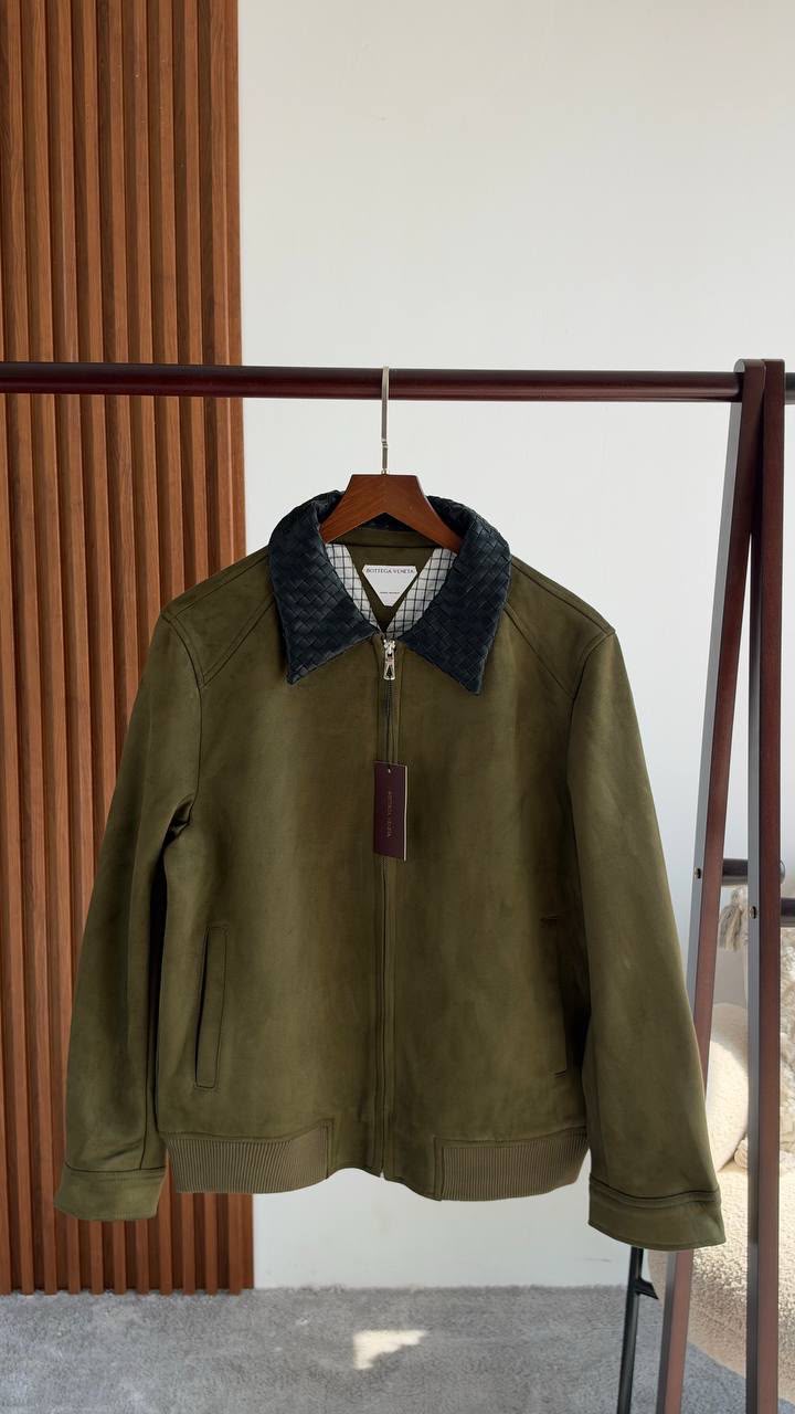Bottega Veneta Woven-Collar Bomber Jacket - Green